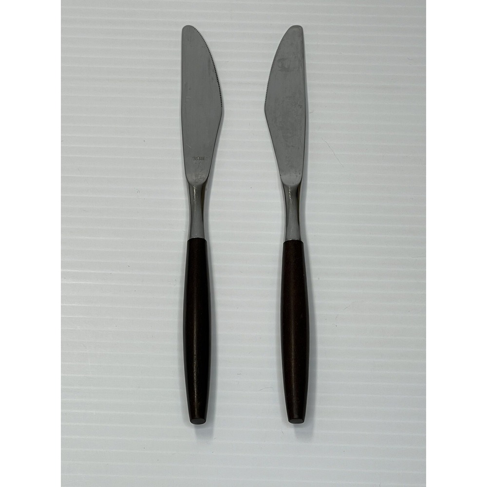 Vintage Hearthside Knives Stainless Flatware Japan Wooden Handle MCM Set‎ of 2